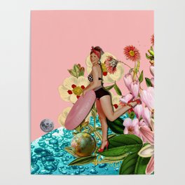 Girl at the Pool #collage Poster