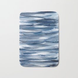 Just Indigo 2 | Minimalist Watercolor Bath Mat | Watercolor, Scandinavian, Navy, White, Contemporary, Blue, Simplicity, Expressive, Modern, Minimalism 