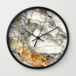 White and Rust Marble Slab Wall Clock
