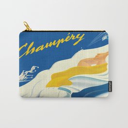Vintage Champery Switzerland Travel Carry-All Pouch | Prints, Ski, Snow, Skiing, Retro, Swissalps, Champery, Ads, Typography, Print 