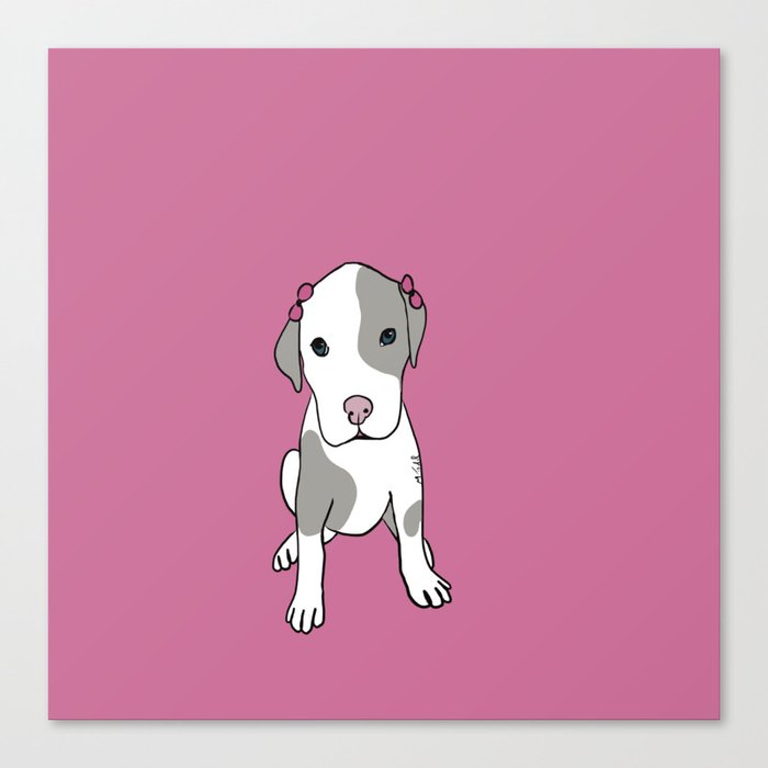 Millie The Pitbull Puppy Canvas Print