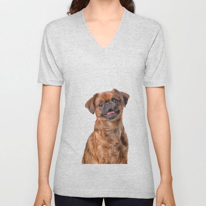 Drawing Dog breed Griffon Brabanson V Neck T Shirt