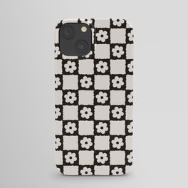 Retro Flower Checker in Black&White iPhone Case