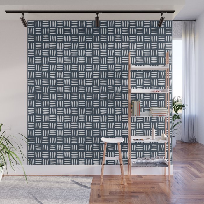 Crosshatch Pattern - Naval Blue Wall Mural