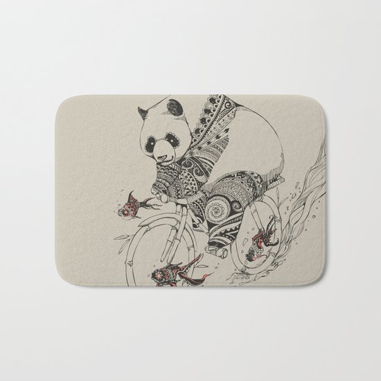 Panda and Follow Fish Bath Mat