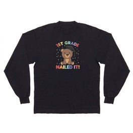 Kids 1st Grade Nailed It Bear Graduation Long Sleeve T-shirt