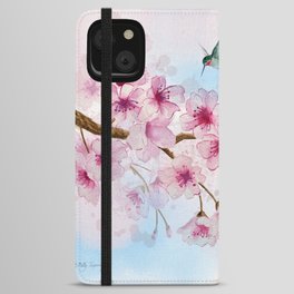 Cherry Blossom and Hummingbirds iPhone Wallet Case