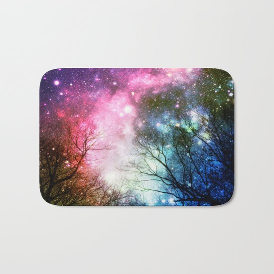 Black Trees COLORFUL Space Bath Mat