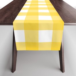 White & Yellow Gingham Pattern Table Runner