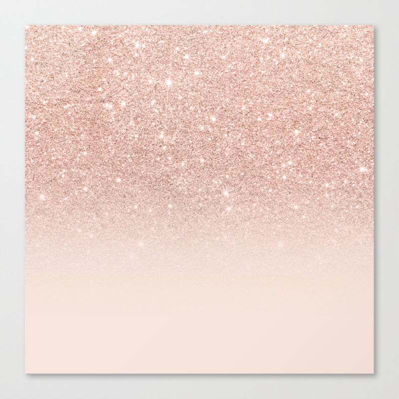 Rose gold faux glitter pink ombre color block Canvas Print by Girly Trend  by Audrey Chenal | Society6