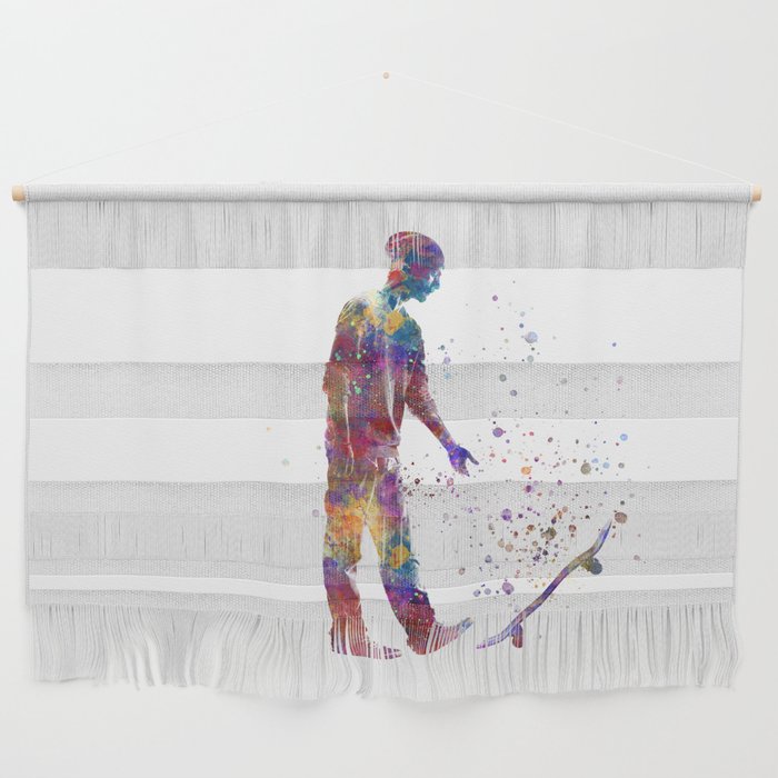 Young skater in watercolor Wall Hanging