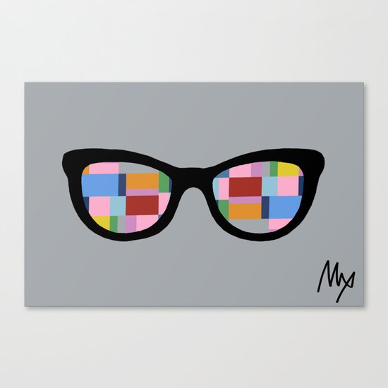 Square Eyes on Grey Canvas Print