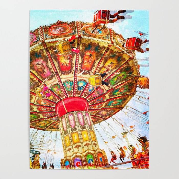 Vintage, retro carnival swing ride photo Poster