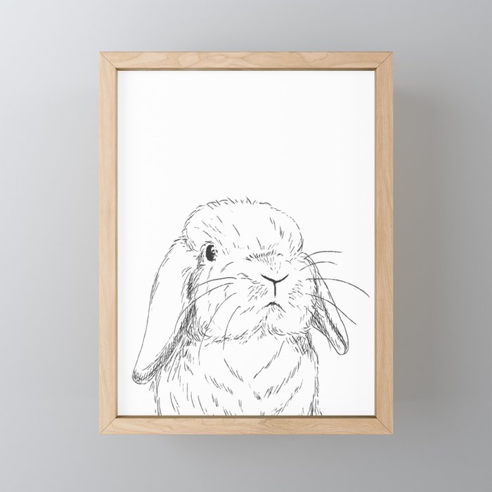 Curious Holland Lop Bunny Framed Mini Art Print