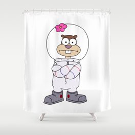 Squirrel Sandy Cheeks from Spongebob stands with his hands folded. meme 2023 Shower Curtain