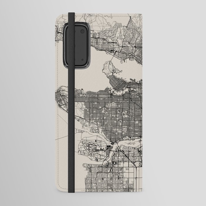 Canada, Vancouver Map - Black & White Android Wallet Case