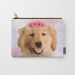 Golden Retriever with Flower Carry-All Pouch