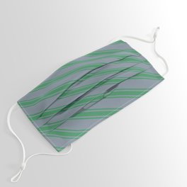 [ Thumbnail: Light Slate Gray and Sea Green Colored Striped/Lined Pattern Face Mask ]