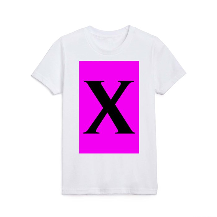 X MONOGRAM (BLACK & FUCHSIA) Kids T Shirt