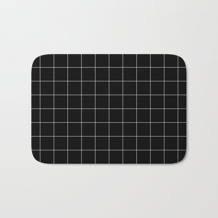 Windowpane Check Grid (white/black) Bath Mat
