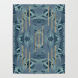 Tropical Art Deco 1.1a Blue, Green, Gold Poster