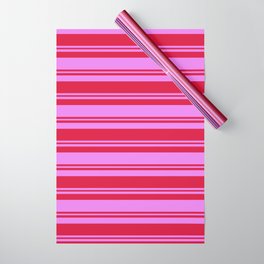 [ Thumbnail: Crimson and Violet Colored Stripes/Lines Pattern Wrapping Paper ]