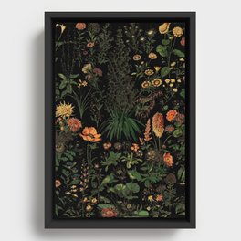 Exotic Midnight Floral Garden Framed Canvas
