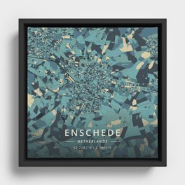 Enschede, Netherlands - Cream Blue Framed Canvas