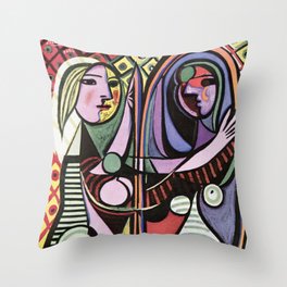 Picasso - Girl before a Mirror 1932 Artwork Reproduction, Tshirts, Prints, Poster, Bags, Men, Wo Throw Pillow