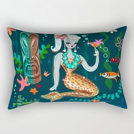 Blonde Leopard Martini Mermaid Rectangular Pillow