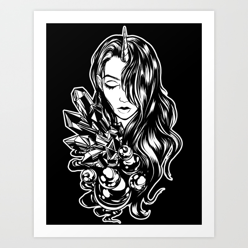 Dark Unicorn Girl Art Print By Retkikosmos Society6