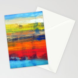 Horizon Blue Orange Red Abstract Art Stationery Card