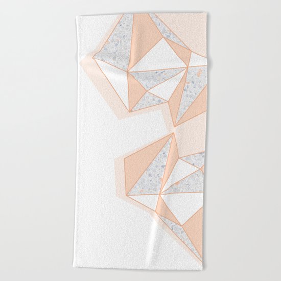 Geometric Nude Color Terrazzo Abstract Design Beach Towel