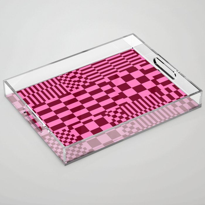 Glitchy Checkers // Raspberry Acrylic Tray