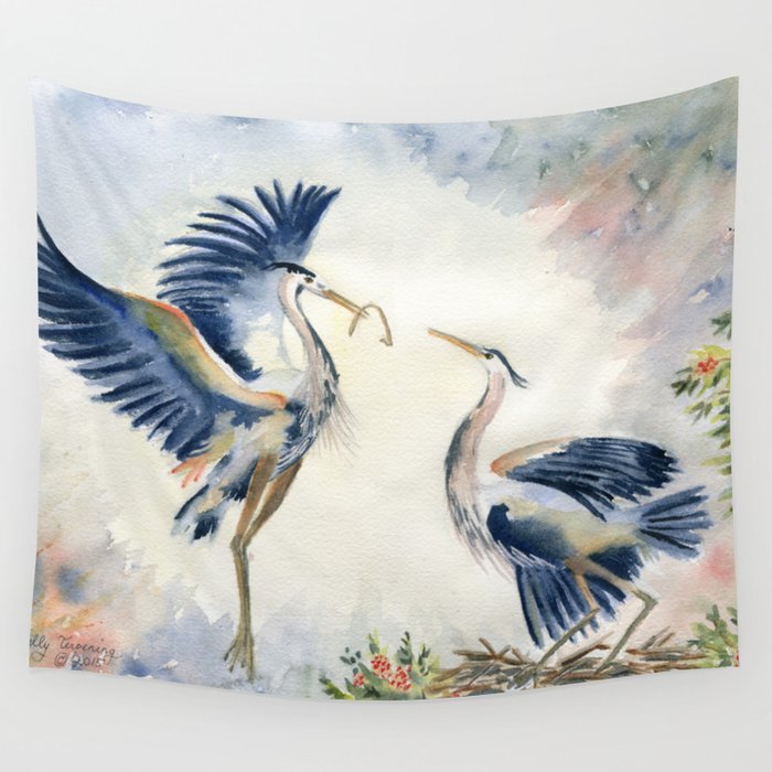 Great Blue Heron Couple Wall Tapestry By Mellyterpening Society6 Great Blue Heron Couple Wall Tapestry