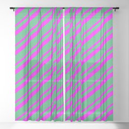 [ Thumbnail: Fuchsia and Sea Green Colored Stripes/Lines Pattern Sheer Curtain ]
