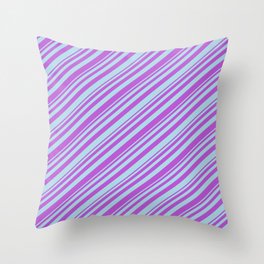 [ Thumbnail: Orchid and Light Blue Colored Lined Pattern Throw Pillow ]