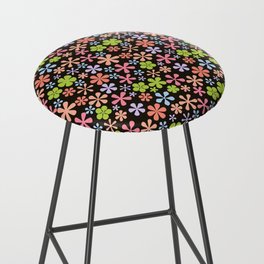 bright green and black eclectic daisy print ditsy florets Bar Stool