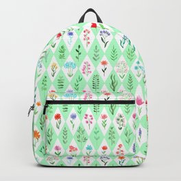 Watercolor Wildflowers on Magic Mint background Backpack