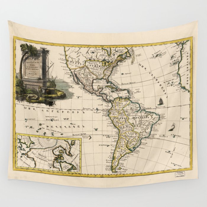 Map of North and South America (1787) Wall Tapestry by The Arts  Society6