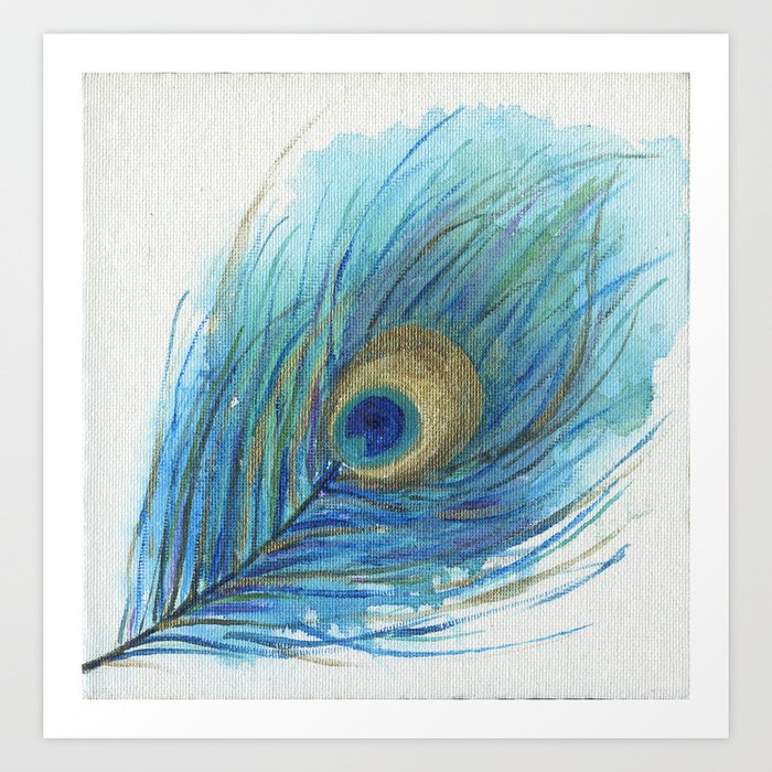 Colorful Peacock Feather Acrylic Painting Art Print by ModArtSpace ...