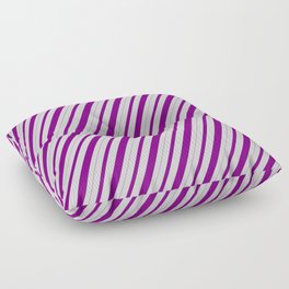[ Thumbnail: Light Grey & Purple Colored Striped Pattern Floor Pillow ]