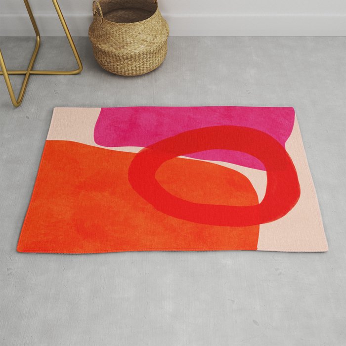 relations IV - pink shapes minimal painting Rug