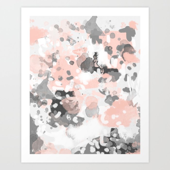 Grey And Millennial Pink Abstract Painting Trendy Canvas Art Decor