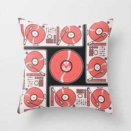 Record Player Square Throw Pillow