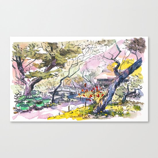 Japanese garden sketch Canvas Print