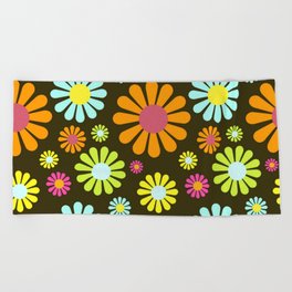 Groovy Flower Pattern Beach Towel