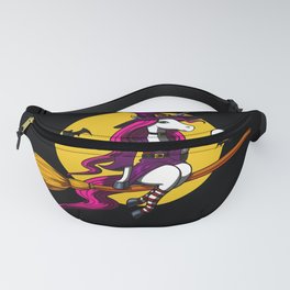 Unicorn Witch Riding Broom Halloween Fanny Pack