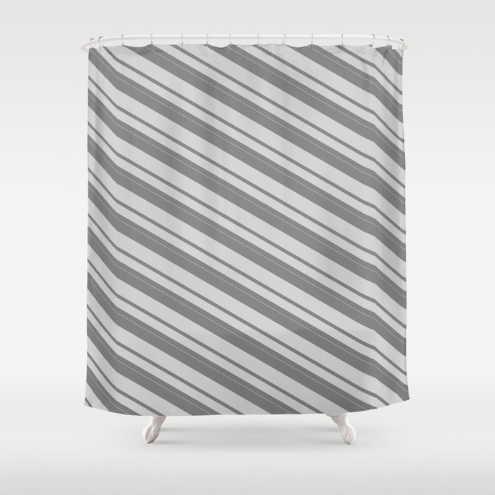 Grey & Light Grey Colored Lines/Stripes Pattern Shower Curtain