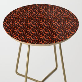 Small Bright Dayglo Red Halloween Motifs Skulls, Spells & Cats on Spooky Black  Side Table